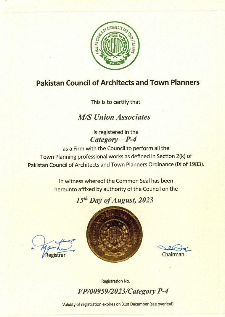 PCATP registration certificate of Union Associates