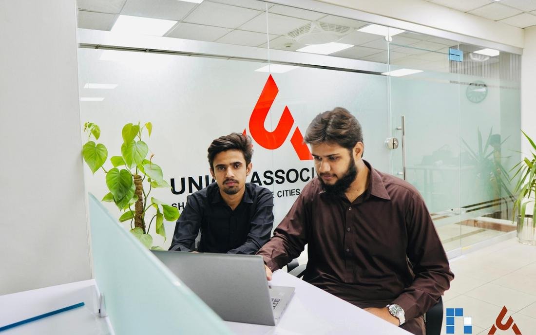 Internees working at the Union Associates office
