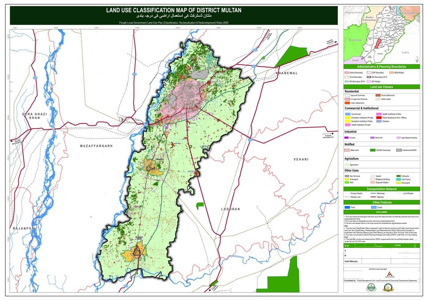 District land use map of Multan