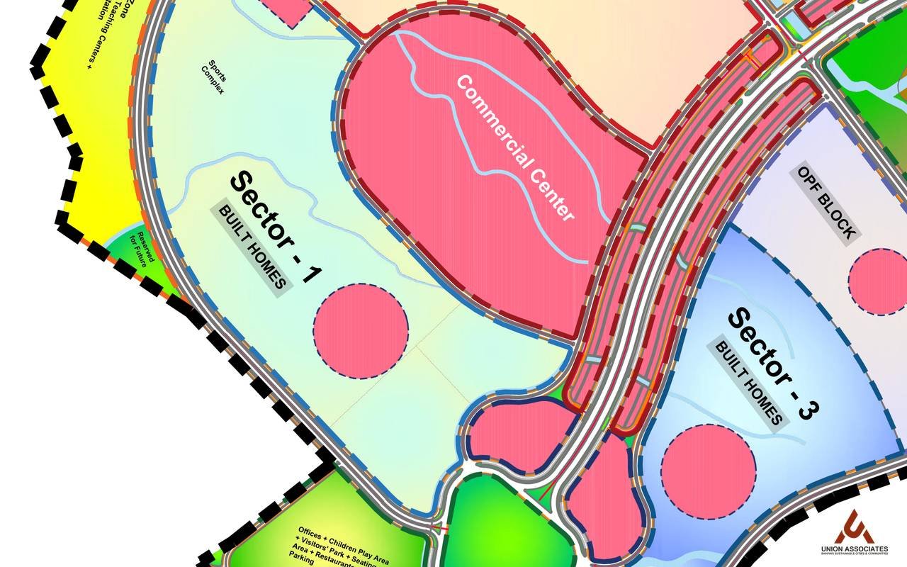Part plan of the commercial center district in Green Valley