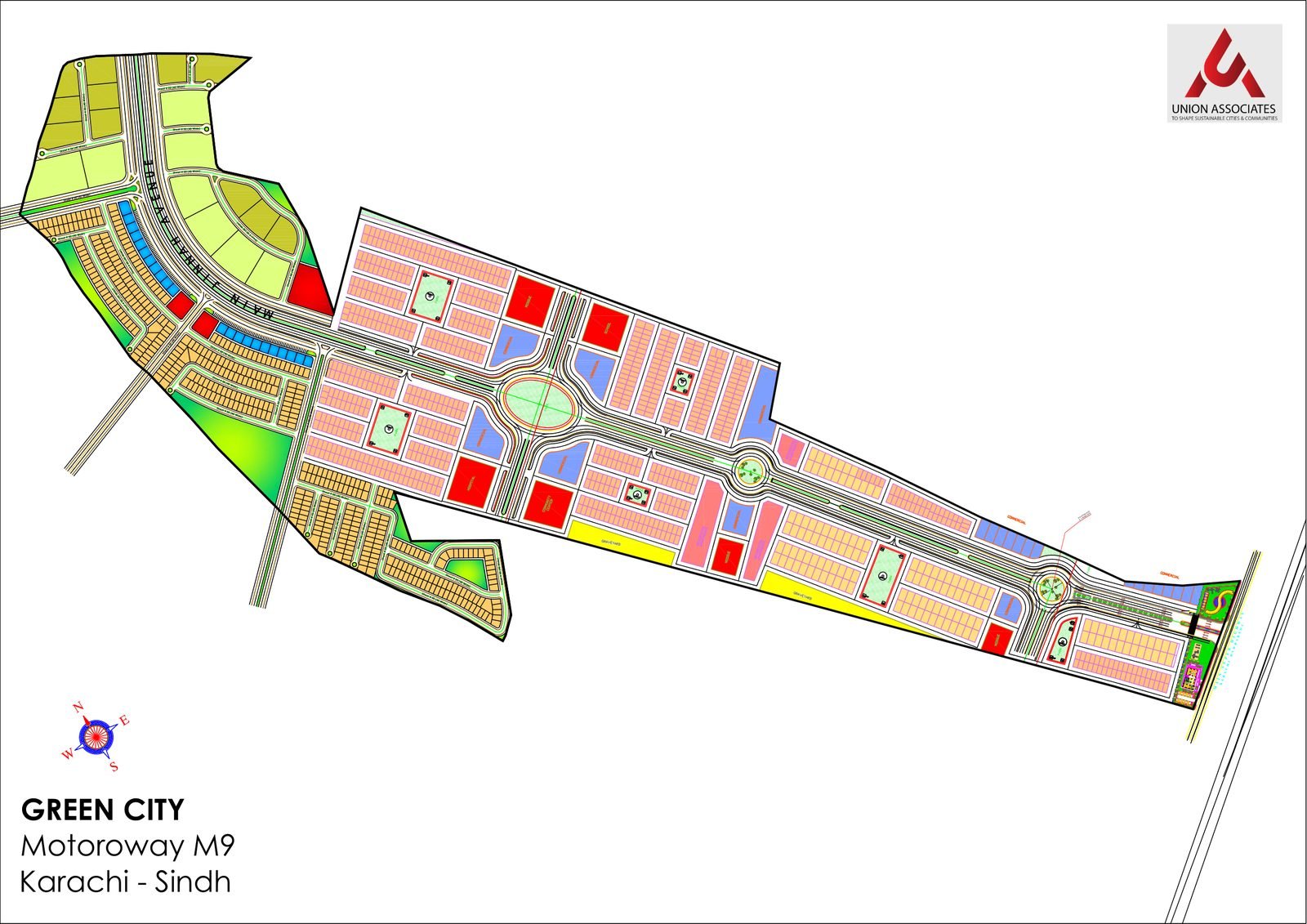 Layout plan of Green City on Motorway M9, Karachi