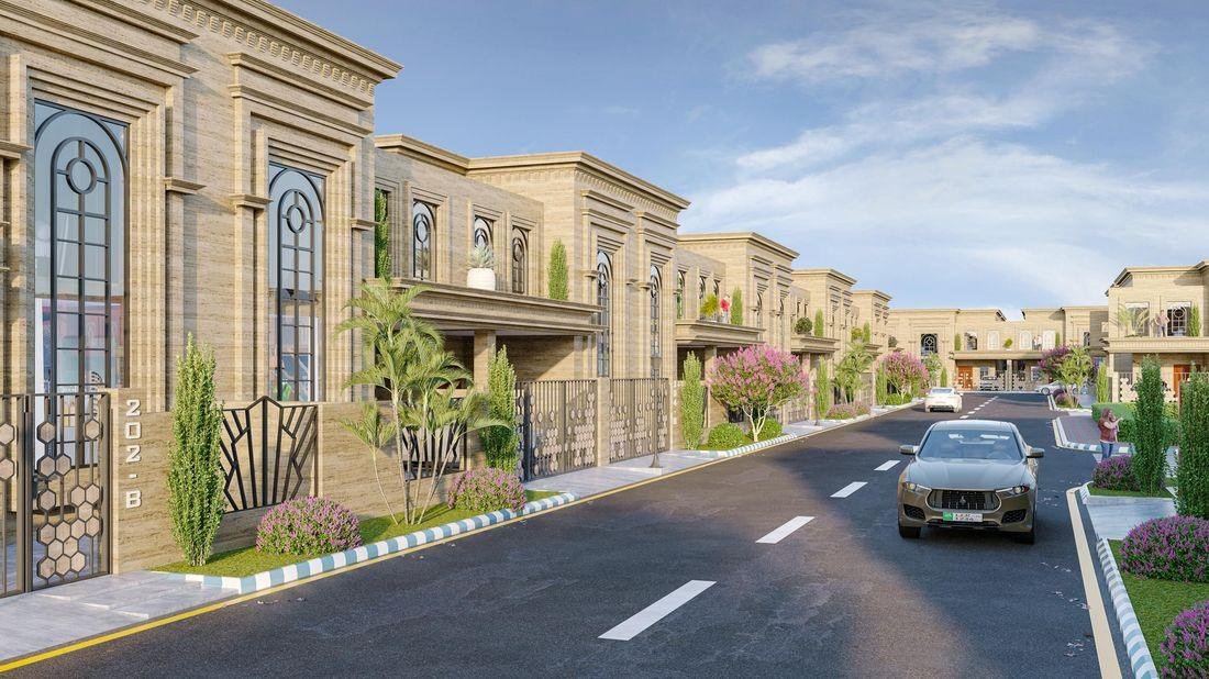 Entrance boulevard — gated community