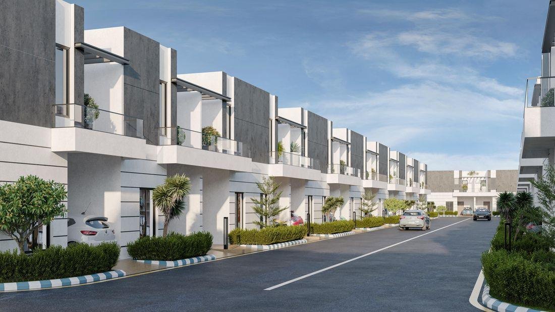 Streetscape — modern townhouses