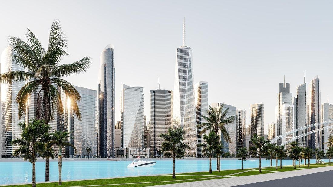 Waterfront promenade — city skyline concept